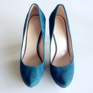 Nine West Coldfeet Blue/Green Suede Platform Pump